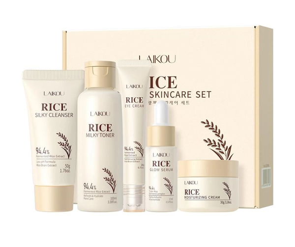 5 Pack Rice Skin Care Set - Cleanser, Toner, Serum, Eye Cream, Cream Skincare Coreano