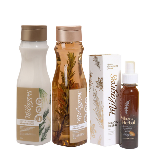Kit Milagro Herbal Shampoo, Acondicionador y Tónico anticaída Milagros