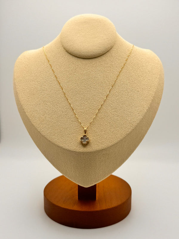 Chain Set (50cm) + White Clover Pendant - 18 Kt Yellow Gold Jewelry